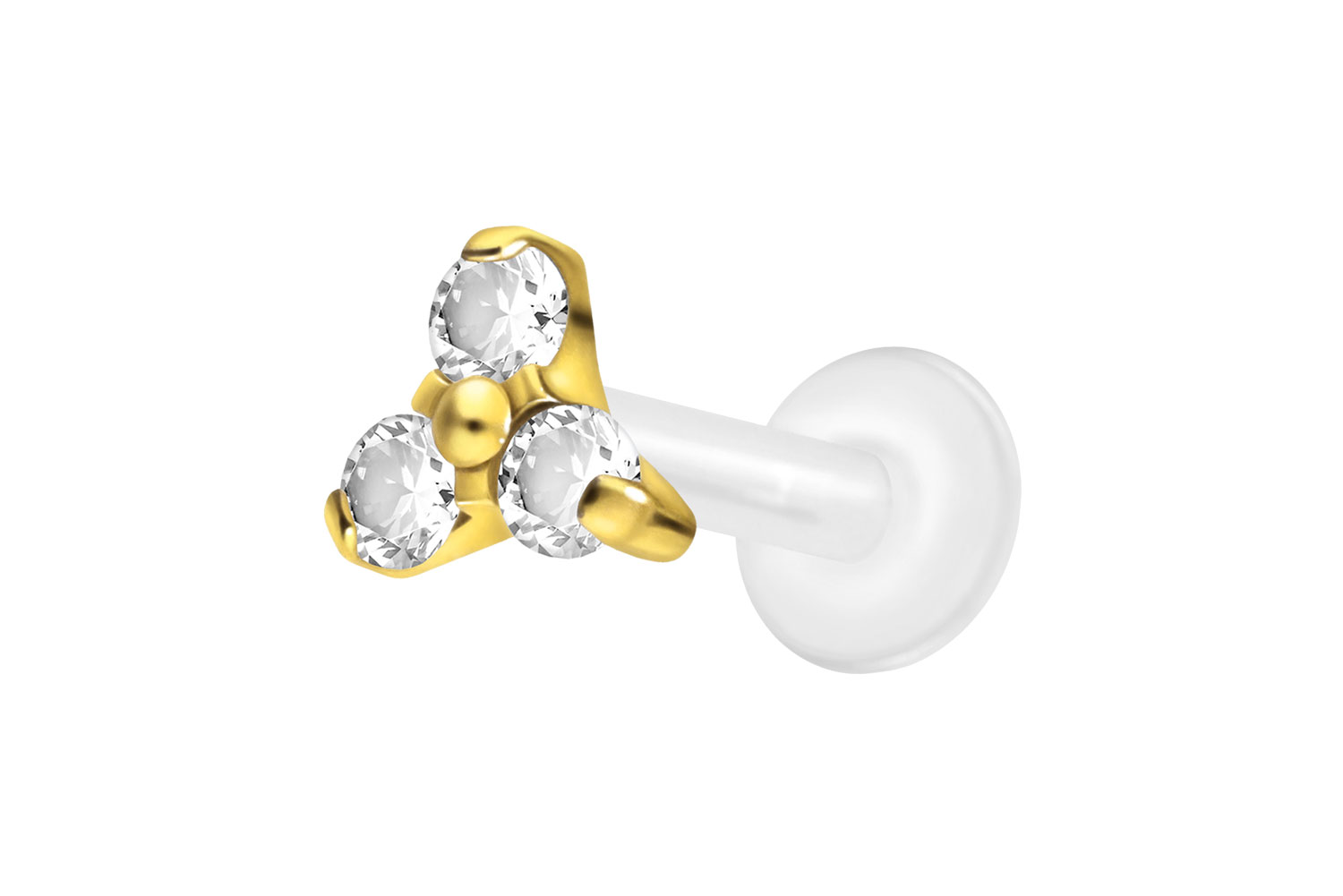 PTFE Labret Piercing mit Innengewinde + Titan-Aufsatz KRISTALLBLUME